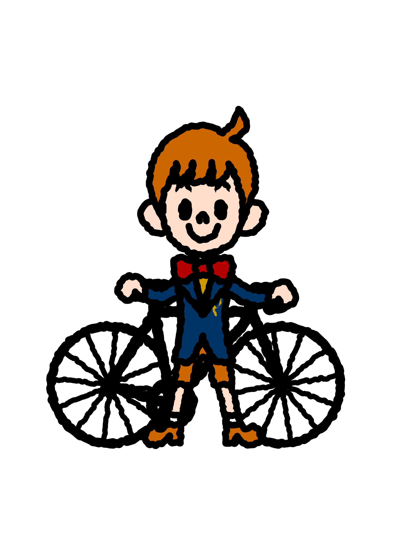 The young Paul setting off on his bicycle.